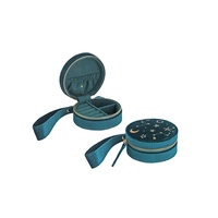 Boîte de rangement à bijoux en velours personnalisée de luxe, mini boîte ronde de voyage pour bijoux
