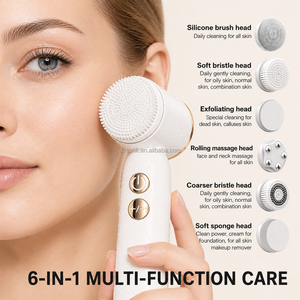 Brosse nettoyante pour le visage imperméable IPX6, exfoliante, massante, nettoyant facial en silicone, brosse nettoyante électrique pour le visage avec 6 têtes - Product Image 5