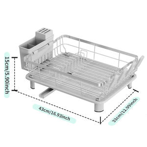 Égouttoir à serviettes en acier inoxydable sur pied, moderne, pour évier de cuisine, double niveau, non pliable, avec panier de drainage étanche - Product Image 4