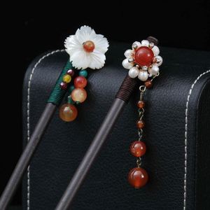 Horquilla Antigua de Madera de Ébano Negro con Borla, Accesorio para el Cabello de Madera, Horquilla Hanfu, Accesorios para el Cabello de Traje Tradicional Chino - Product Image 4