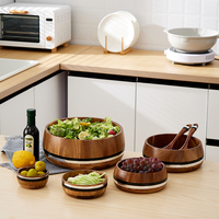 Natural House Vente en gros Bol de service en bois d'acacia avec logo personnalisé pour salade de légumes et fruits