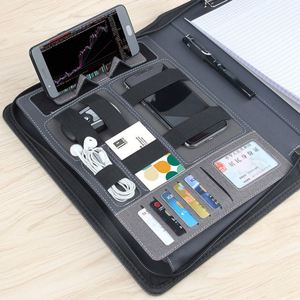 Porte-documents de luxe personnalisé A4 en cuir PU avec batterie externe et chargement USB, multifonctionnel pour bureau et organisation de documents - Product Image 3