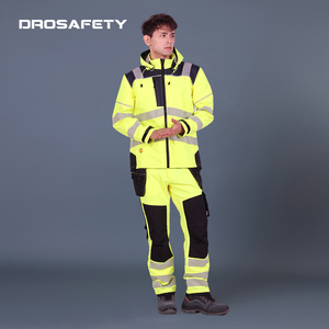 Ensemble de vêtements de travail en deux pièces, pantalon et <span class=keywords><strong>veste</strong></span> en polaire épaisse anti-feu à haute visibilité personnalisée - Product Image 1