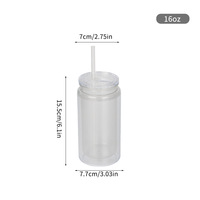 Gobelet pour enfants de 16 oz, en plastique, qui brille dans le noir, anti-fuite, sans BPA, à double paroi, avec trou pré-percé pour bouchon DIY