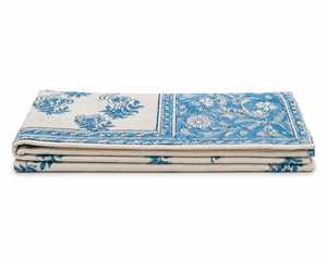 Nappe de table réutilisable et lavable en coton 100% à imprimé floral bleu, décoration de table pour la maison, les mariages et les fêtes - Product Image 4
