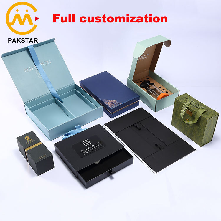 High end custom printed black cardboard paper cosmetic gift set packaging box with foam insert