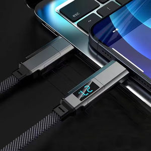 Câble de charge rapide 4-en-1 Type-C vers Type-C 65W 3A en ABS tressé plat avec affichage LED pour téléphone, <span class=keywords><strong>Mac</strong></span>, iPad, appareil photo - Product Image 3