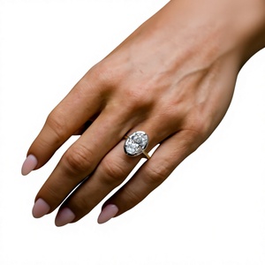 Anillo de Lujo para Mujer, Personalizado, de Oro Amarillo de 14 Quilates, con Diamante Ovalado de 3 Quilates, Engaste de Puntas, Joyería de Compromiso Nupcial - Product Image 1