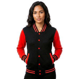 Blouson aviateur universitaire pour femme automne hiver cuir décontracté avec col montant col détachable rempli de coton - Product Image 1