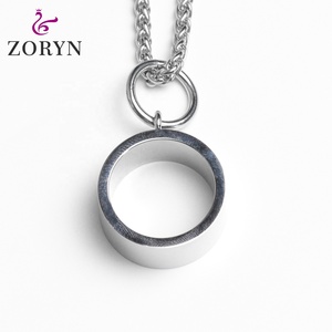316L Stainless Steel Simple <b>Ring</b> Pendant Necklaces Minimalist Band Vintage Punk <b>Titanium</b> Steel Fashion Jewelry for Men Women - Product Image 1
