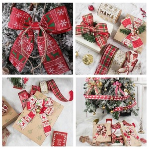Luxury Durable Christmas Satin <b>Ribbon</b> Red Plaid Pattern 20mm Wide Decorative Gift Bow Luster Finish Printed Design - Product Image 5