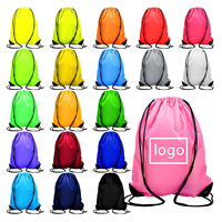 Sac à dos en nylon personnalisé avec logo, sac à cordon coloré en polyester 210D, sac de sport à cordon avec cordons