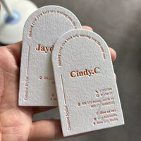 Carte de visite en carton 3D de luxe en forme d'arche, impression personnalisée, lettrage en relief, insertion en papier coton