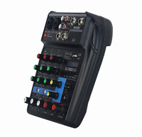 Mini-mixeur numérique USB 4 canaux avec alimentation fantôme 48V, en plastique noir, pour studio et diffusion en direct