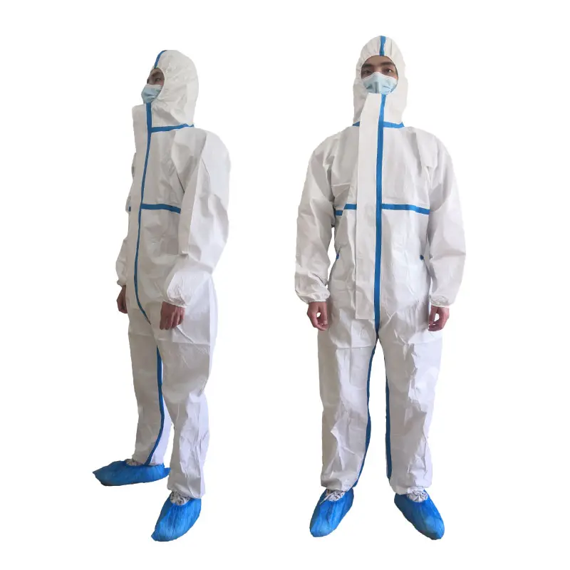 Factory PP PE Disposable Hooded Protective Clothing Hospital Safety Nonwoven Protective Coverall Safety Clothing Suit