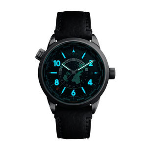 Reloj Mecánico Automático GMT Unisex con Logotipo Personalizado, Cristal de Zafiro, Resistente al Agua 5BAR, Caja de Aleación, Correa de Cuero, Hora Mundial - Product Image 4