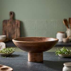 Bol de service en bois poli, style vintage, écologique, fait main, vaisselle de fête, décoration moderne pour la maison, Uttar Pradesh BS - Product Image 1