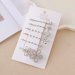 Lot de pinces à cheveux coréennes en alliage doré/argenté avec cristaux en forme de cœur pour fêtes, usage quotidien et mariages - Product Image 3