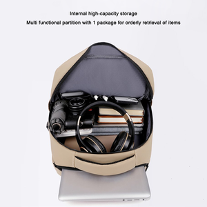 Mochila de Computadora Unisex Personalizada, Minimalista, Multifuncional, Impermeable, de PU Suave, para Viajes y Campamentos - Product Image 4