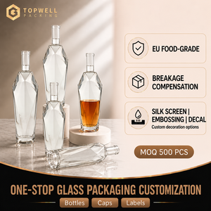 Botella <span class=keywords><strong>de</strong></span> Licor <span class=keywords><strong>de</strong></span> Vidrio <span class=keywords><strong>de</strong></span> Alta Calidad con Facetas en <span class=keywords><strong>Forma</strong></span> <span class=keywords><strong>de</strong></span> Rombo, Botella Vacía para Whisky, Brandy, <span class=keywords><strong>Vodka</strong></span>, Sellada, con Fondo Grueso, Venta al Por Mayor - Product Image 1