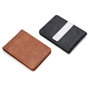 Men ID <b>Card</b> <b>Holder</b> Bifold Pocket <b>Wallet</b> with Metal Clip Short PU Leather Cash Money Clip <b>for</b> Daily Business Use - Product Image 3