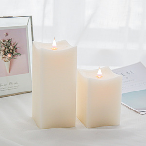 Sáp Parafin Hình Vuông Nến Hẹn Giờ Và Chức Năng Mờ LED Nến Nhấp Nháy Di Chuyển Bấc Sáng Lên Nến - Product Image 3