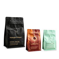 Sachet d'emballage alimentaire à huit soudures latérales en feuille d'aluminium, pochette verticale refermable pour thé et café, marque de premier plan PT