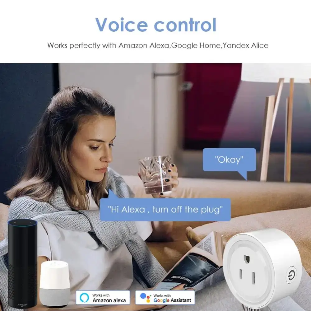 Tomada inteligente Tuya 16A Mini tomada com aplicativo Smart Life Wifi habilitado funciona com Alexa e Rede Zigbee UK/EU Smart Plug