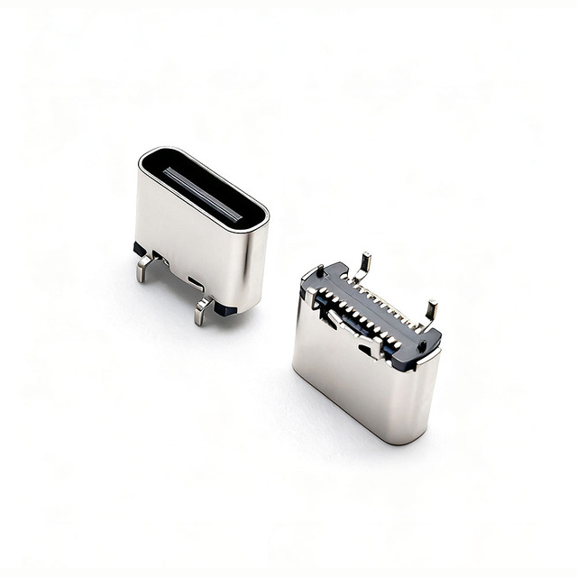 OEM Manufacturer Factory Price 6.5mm High USB C 16Pin Receptacle Vertical SMT Connector AK Electronics Black CE Certified 2-Year