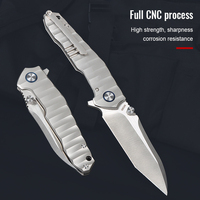 Couteau de poche tactique de qualité supérieure en acier M390, manche en titane, usinage CNC, lame pliante, 60HRC
