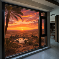Ventana Oscilobatiente de Madera Revestida de Aluminio de Alto Rendimiento HUACAI, 8 Niveles de Resistencia al Viento, 5 Niveles de Impermeabilidad para Zonas Costeras