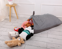 Fauteuil Poire Extra Large Gris Rayé Moderne et Moelleux avec Housse Amovible et Design Ajustable pour Enfants, Adolescents et Adultes - Rangement et Détente