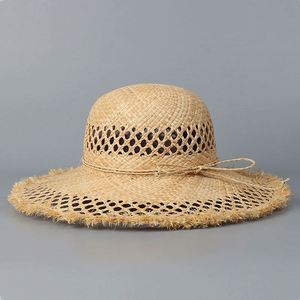 Nouveau Chapeau Canotier Rétro Français 2025 à Large Bord, Chapeau de Soleil en Paille Creux de Luxe pour Femme - Product Image 5