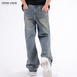 Jeans de Mezclilla para Hombre con Logotipo Personalizado, Estilo Lavado, Corte Recto, Pierna Ancha, Tallas Grandes, Jeans Holgados Personalizados para Hombre - Product Image 5