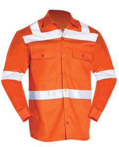 100% katun dilepas lengan panjang dengan pita reflektif kemeja kerja - Product Image 3