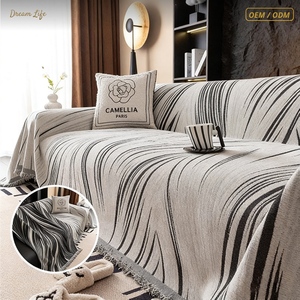 Plaid de canapé de luxe en chenille DL, résistant aux animaux, doux comme du velours, housse décorative pour canapé, taille personnalisée, logo géométrique - Product Image 1