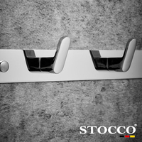 STOCCO Porte-manteau mural moderne en acier inoxydable à 3 crochets, finition chrome poli, gain de place, résistant à la rouille, imperméable