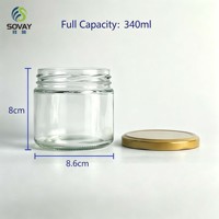 Pot en verre vide de 250 ml à paroi droite et faible hauteur, avec couvercle à vis, récipient alimentaire pour conserves maison, achat en gros