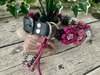 Collier et laisse pour chien en paracorde tressé avec perles florales faites à la main et personnalisables, avec clip rapide