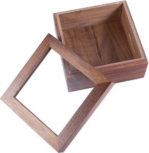 wood craft Wood Glass Top Jewelry Display Case Natural Wood Jewelry Gift Box Square Keepsake Box with Lid Vintage