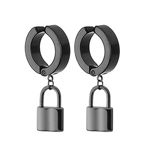 Pendientes con forma de candado, de acero inoxidable y titanio, unisex, joyería colgante, diseño geométrico de moda - Product Image 2