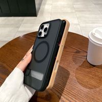 Étui de protection magnétique pour iPhone 16 Pro Max, avec support, finition givrée, compatible avec la charge sans fil, antichoc, en TPU+PC, étui de téléphone de luxe
