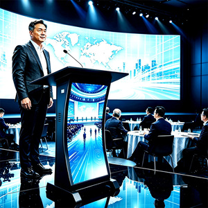Pantalla LED de Podio Móvil con Píxeles Personalizables, Pantalla LED Vertical Todo en Uno para Conferencias, Escenarios, Discursos y Eventos - Product Image 1