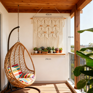 Phong Cách Bohemian Trang Trí Nội Thất Bông Handmade Tấm Thảm Tường Treo <span class=keywords><strong>Macrame</strong></span> Dệt <span class=keywords><strong>Macrame</strong></span> Tường Treo Với Kệ - Product Image 1