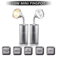 10W Batterie Pin Spot Lights Mini Dmx Télécommande Sans Fil Blanc et Blanc Froid Zoom Led Pin Spot Aimant pour Club Fête De Mariage
