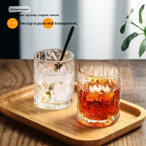 Verres à whisky et bière japonais créatifs à motif martelé, modernes, <span class=keywords><strong>sans</strong></span> poignée, <span class=keywords><strong>sans</strong></span> couvercle, pour la maison, en verre haut de gamme effet glacier - Product Image 1