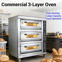 Four à sole électrique commercial à 3 niveaux et 9 plateaux |   Four à pâtisserie industriel robuste pour la cuisson professionnelle du pain et des pâtisseries
