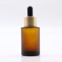 Flacon compte-gouttes en verre à épaulement plat de 30ml en gros Flacon compte-gouttes givré transparent pour sérum Bouteille d'huile essentielle
