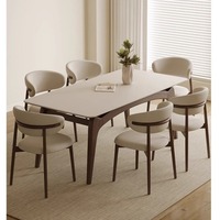 Ensemble table et chaises de salle à manger en bois massif, style luxe léger, design moderne minimaliste nordique, table rectangulaire pour petits espaces, assemblée