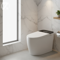 Toilette intelligente avec couvercle à fermeture douce, approvisionnement direct d'usine, conception économiseur d'eau, nettoyage à l'eau chaude, siège chauffant, céramique, siphon en P
